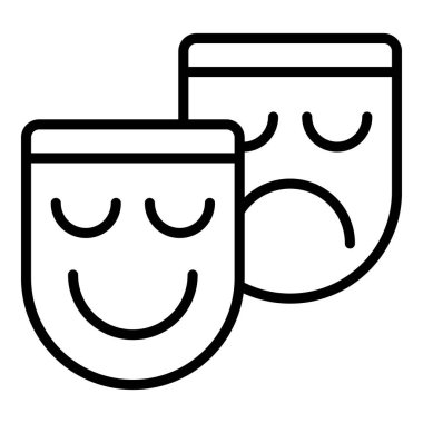 Duygusal maske simgesi ana hat vektörü. Beyin zihni.