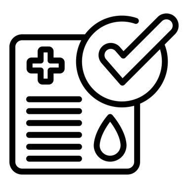 Onaylanmış pasaport ikonu ana hatları vektörü. Kapsamlı Aşı