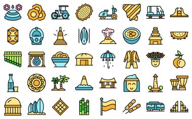 Jakarta simgeleri vektörü düzleştirin