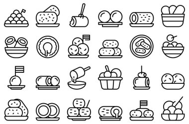 Croquette icons set outline vector. Baked ball clipart