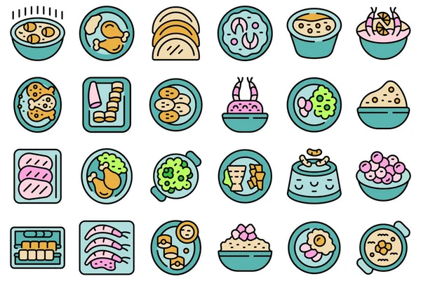 Caribbean cuisine icons set vector flat — Stock Vector