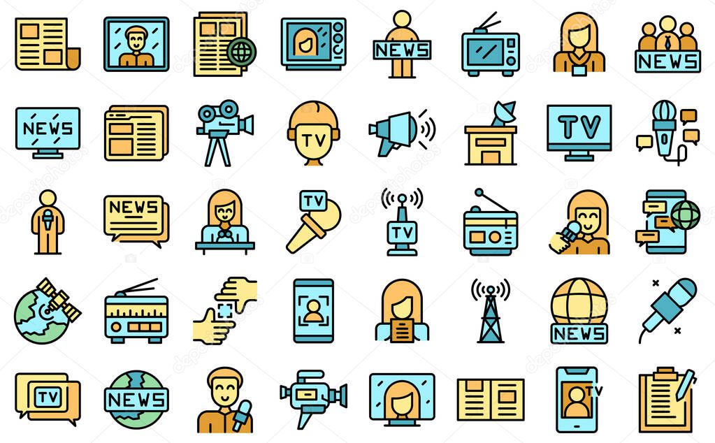 TV reporter icons set vector flat