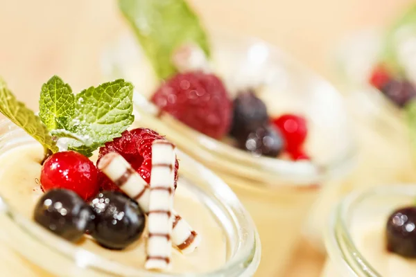 White chocolate dessert with frozen berries — Stock Photo, Image