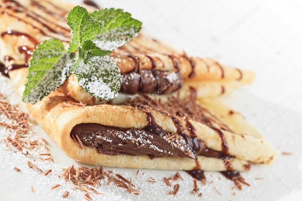 French style crepes with chocolate
