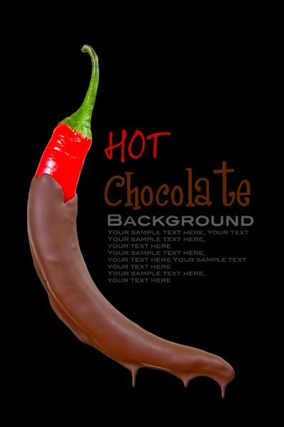 Chocolate dropping from red pepper — Stock Photo, Image