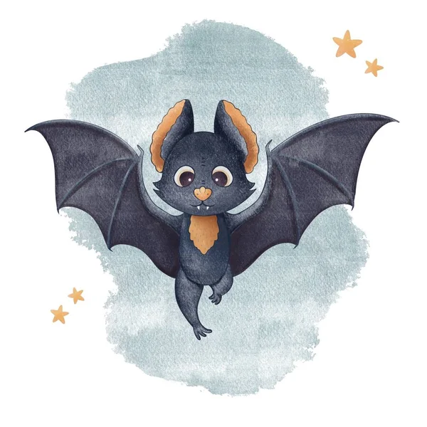 Ilustração Morcego Watecolor Desenhada Mão Digital Para Tecido Decoração Impressões — Fotografia de Stock