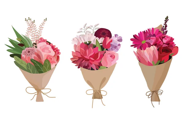 Buquê Flores Design Bouquet Floral Ilustração Vetorial — Vetor de Stock