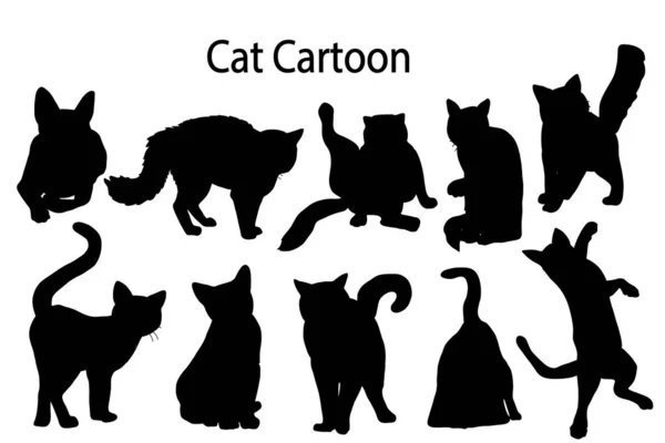 Niedliche Katze Cartoon Set Vektor Illustration Für Design — Stockvektor