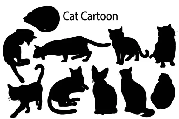 Милий Набір Мультфільмів Котів Векторні Ілюстрації Дизайну — стоковий вектор