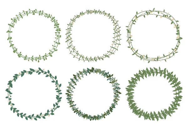 Set Van Prachtige Bloemenkrans Bloemen Frames Set Vectorillustratie — Stockvector