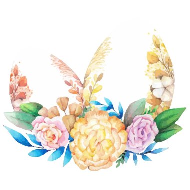 Paskalya yumurtaları tasarım için suluboya süsleme. Vektör illüstrasyonu.