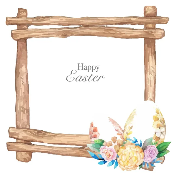 Akvarell Keret Tavaszi Húsvéti Dekoráció Vektorillusztráció — Stock Vector