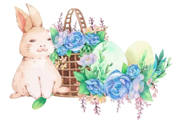 Frohe Ostern Aquarell Dekoration Für Design Vektorillustration — Stockvektor