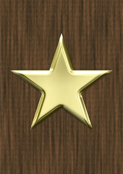 Estrela de ouro em madeira — Fotografia de Stock