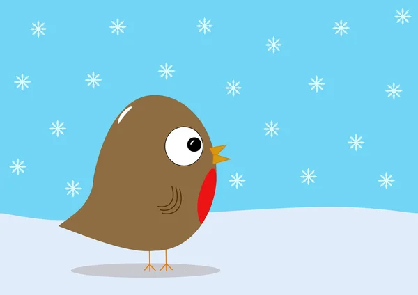 Kerstmis robin en sneeuw — Stockvector