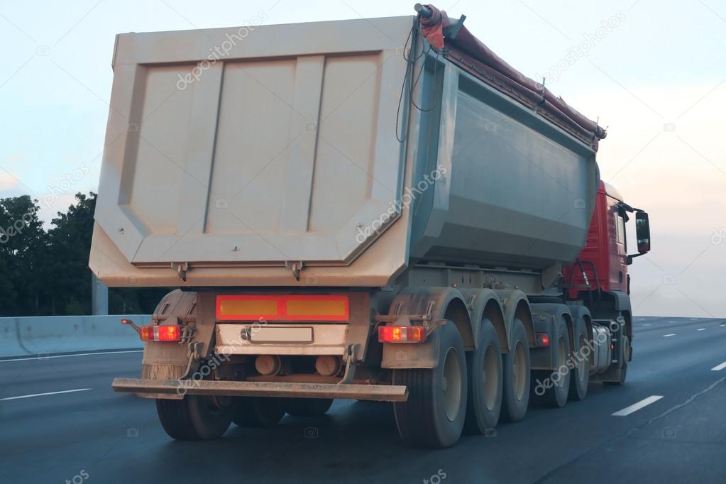 Dump truck goes on highway