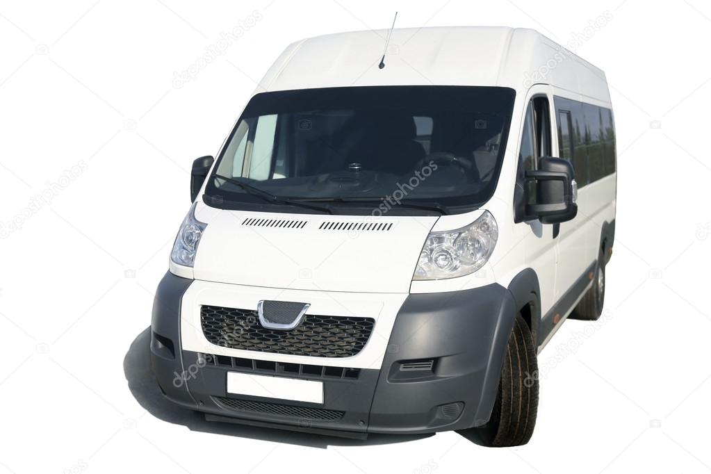 White minibus isolated