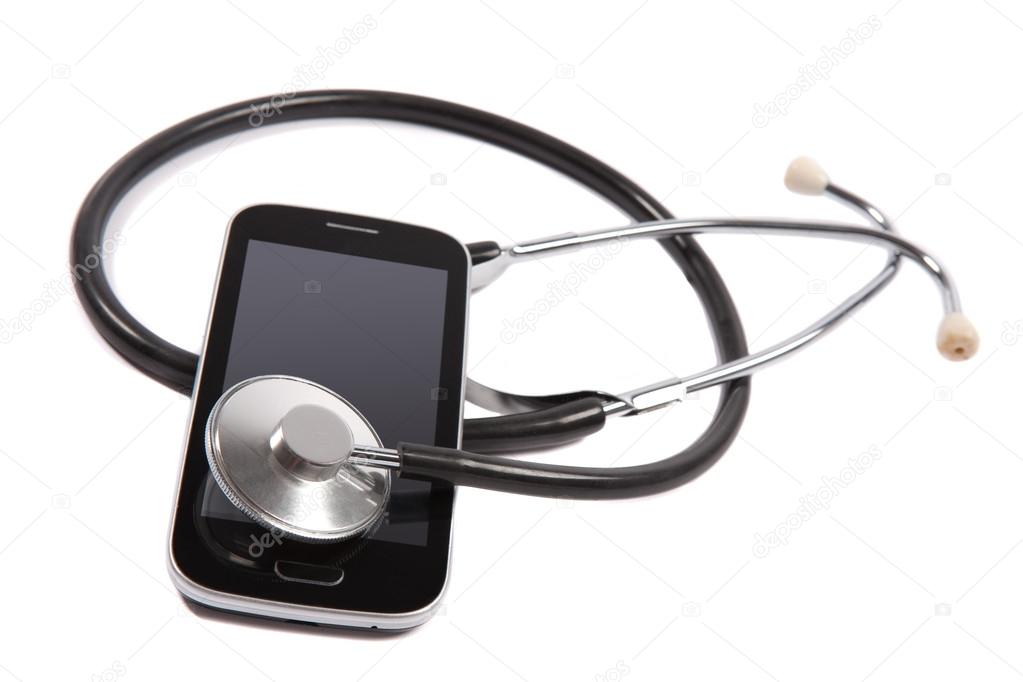Stethoscope on mobile phone