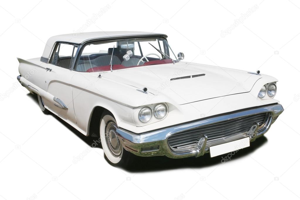 white ancient American car