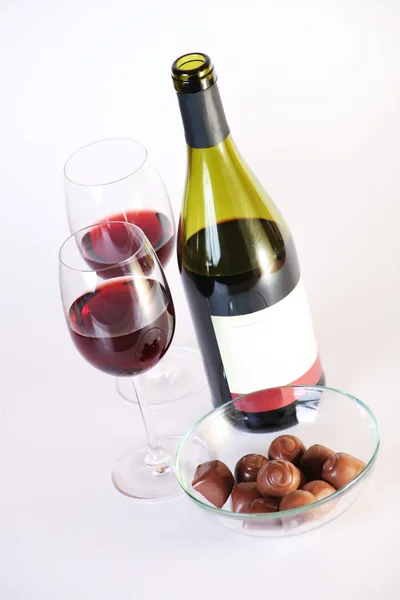 Red wine and chocolate — Stock Photo, Image