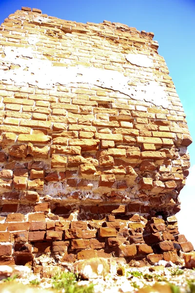 Destroyed brick wal — Stock Photo, Image