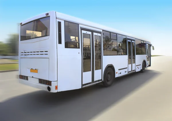 White bus goes on the road — Stock Photo, Image