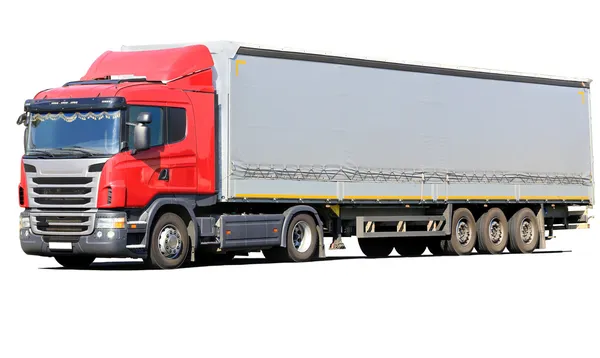 Rode vrachtwagen geïsoleerd — Stockfoto