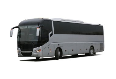 Beyaz arkaplanda otobüs