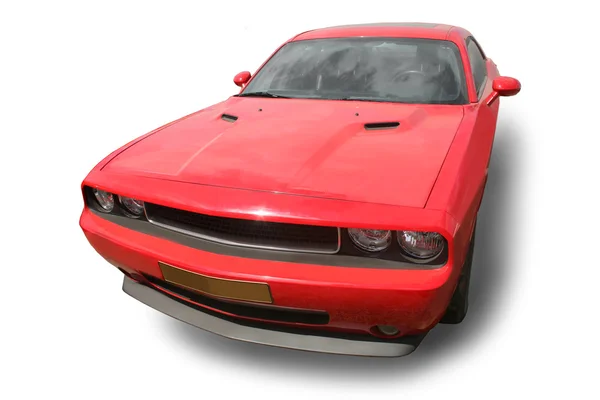 Stary czerwony amerykański samochód jest na białym tle — Zdjęcie stockowe