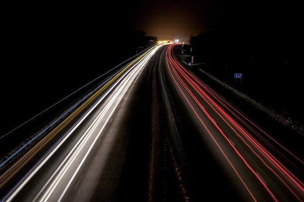 Nacht winter snelweg — Stockfoto