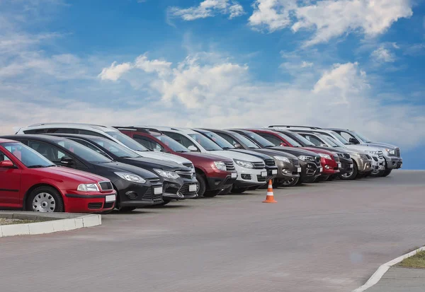 Cars Sale Stock Lot Row Car Dealer Inventory — Stock Photo, Image