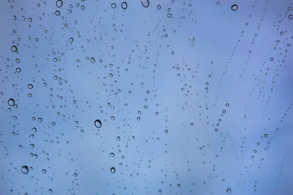 Water Drops Car Windshield Reflecting Sky — Stock Photo, Image