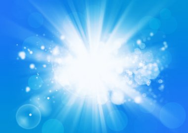 güneşli kiriş mavi zemin üzerine