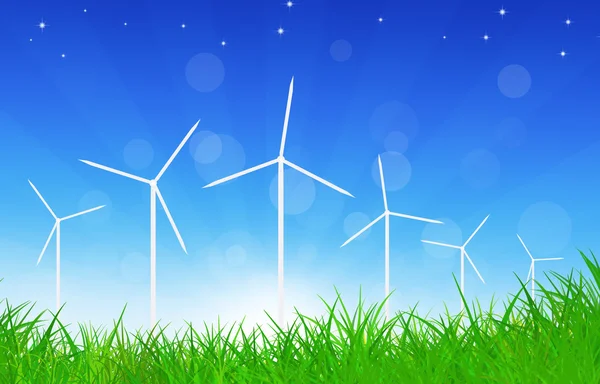 Green Power Wind Turbines — Stock Photo, Image