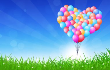uçan balon şeklinde kalp