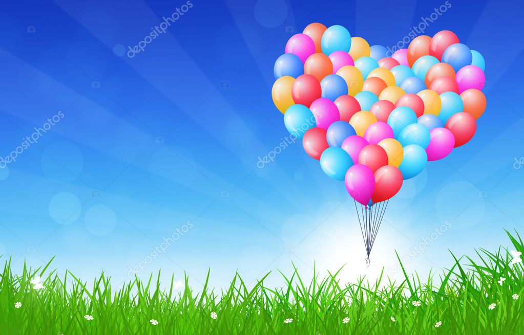 Palloncini a forma di cuore Volare - Foto Stock: Foto, Immagini