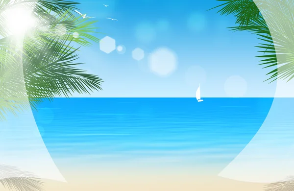 Bekijken via gordijnen op tropisch strand — Stockfoto