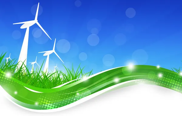 Green Power Wind Turbines Illustration — Stock Photo, Image