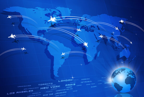 Global Aviation Concept Blue Background