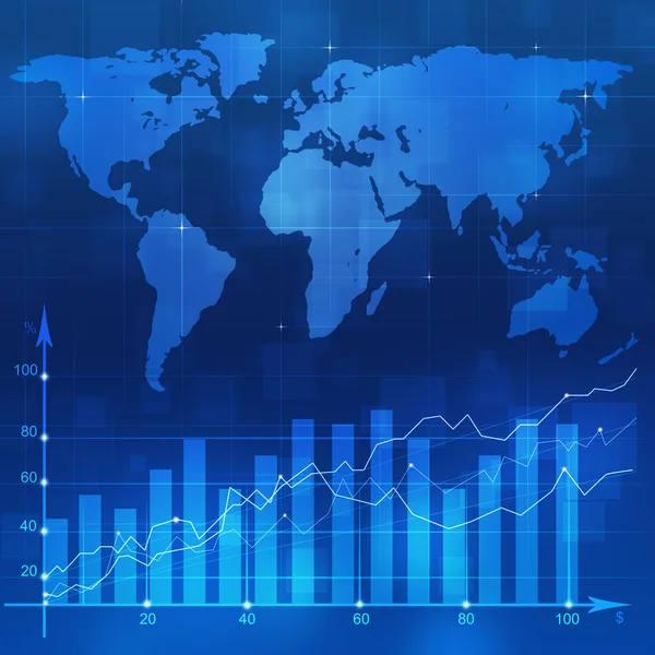 Állomány Diagram Backgorund kék — Stock Fotó