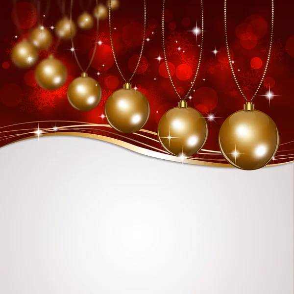 Christmas Golden Balls on Red Background — Stock Photo, Image