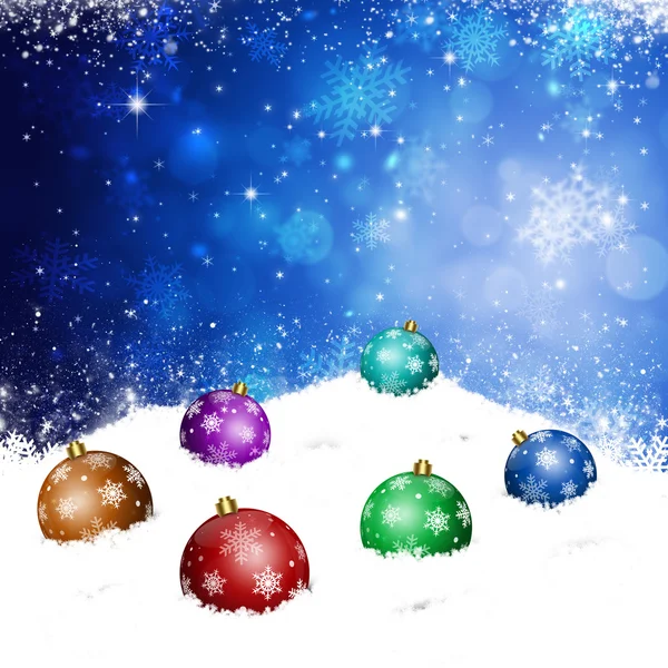 Xmas Balls on Snow Hill — Stock Photo, Image