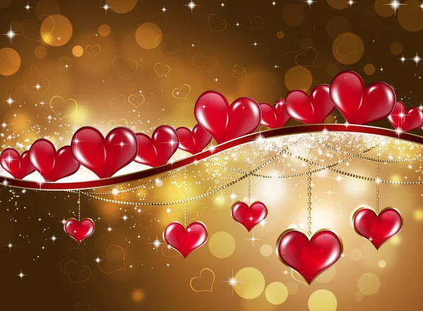 Goldene Valentinskarte — Stockfoto