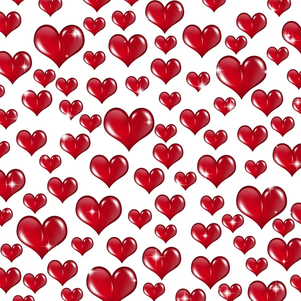 Many Red Valentine Hearts on White Background — Stock Photo, Image
