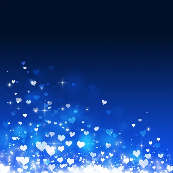 Mavi arka plan üzerinde yükselen Kalpler — Stok fotoğraf