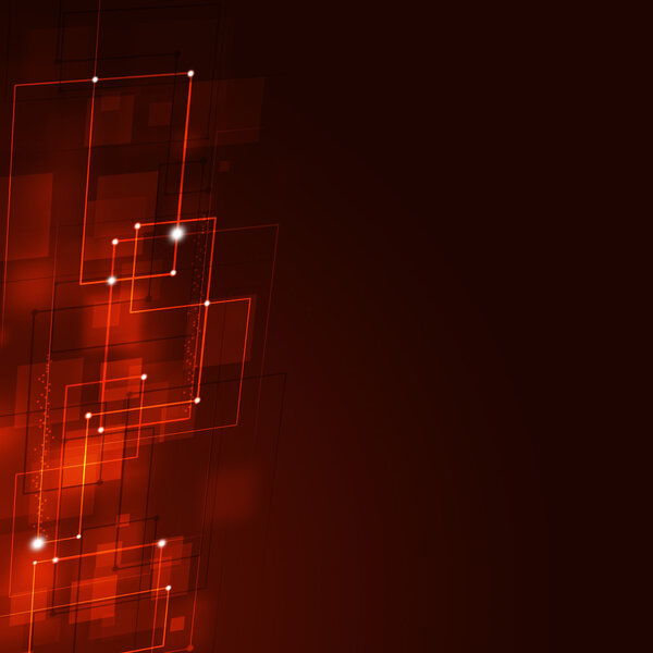 Abstract technology square shapes business red background