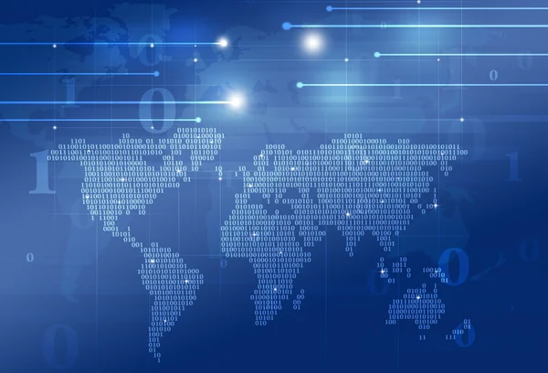 Tecnología Código binario Mapa del mundo —  Fotos de Stock