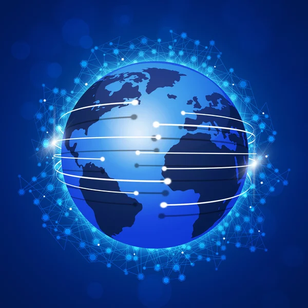 Concept Global Connections Blue Background — Stock Photo, Image