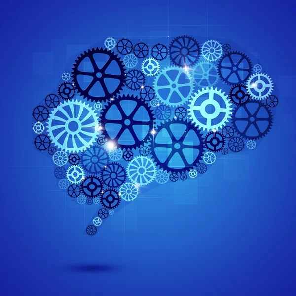 Engranajes de forma de cerebro humano Blue Business Background — Foto de Stock