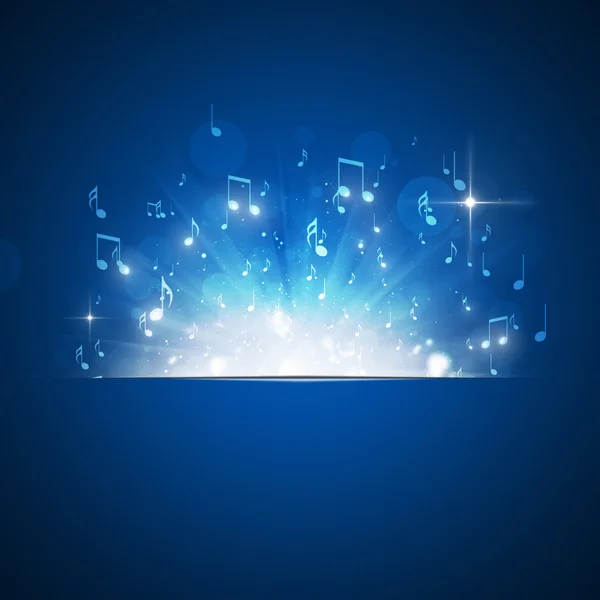 Muziek notities explosie blauwe achtergrond — Stockfoto